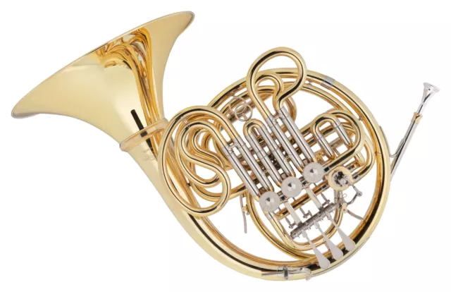 B-WARE F/Bb Goldmessing Wald Horn Doppel Horn lackiert Mundstück Koffer Minibal