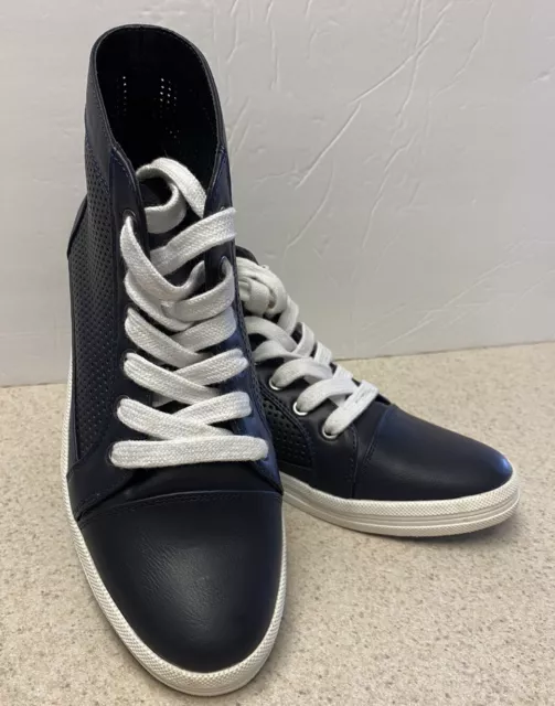 CALVIN KLEIN Jeans Martina High Top Perforated Sneakers SIZE 7.5 NAVY