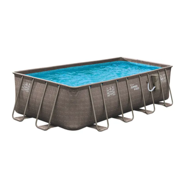 Summer Waves 18ft x 9ft x 52in Above Ground Rectangle Frame Swimming Pool Set