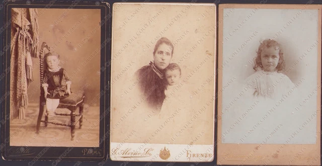 1890c Ritratti Bambine LOTTO 3 Fotografie albumina Firenze Parma