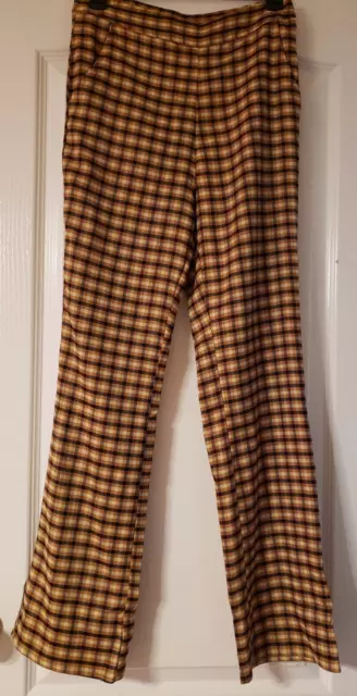 BP. Navy & Gold Plaid Pants Slacks Size S Flat Front