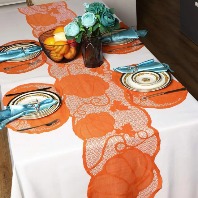 Thanksgiving Harvest Pumpkin Placemats Dinning Table Runner Tablecloth Dining