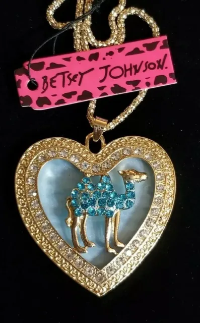 Exquisite Shiny Crystal Blue Camel Pendant Betsey Johnson Chain Necklace