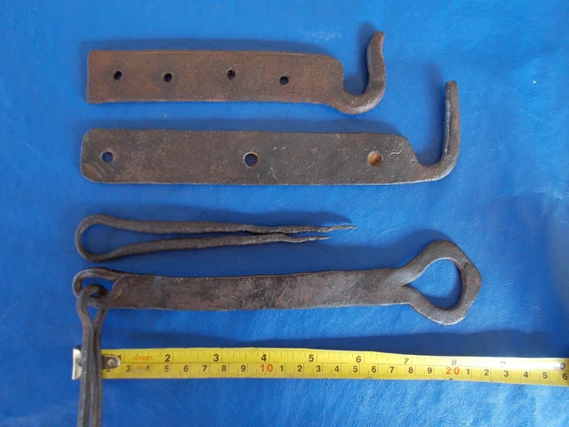 Antique Vintage Hand Forged Barn Shed Door Latch Hook Lock Set 2