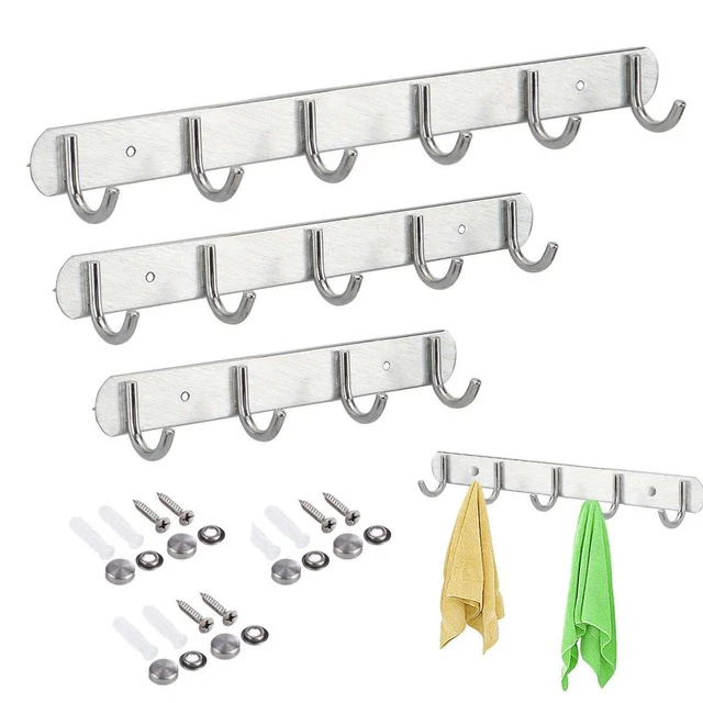 6 Hooks Wall Mount Key Bag Towel Rack Hanger Holder Coat Robe Hat Clothes Rack 3