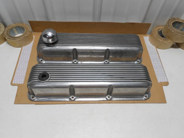 2 1960s CAL CUSTOM ALUMINUM VALVE COVERS #40-2700 FORD MERCURY BOSS 302 351 C