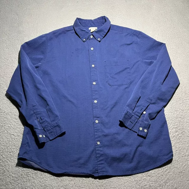 Carbon 2 Cobalt Long Sleeve Button Shirt Mens XL Blue Polka Dot Cotton Casual