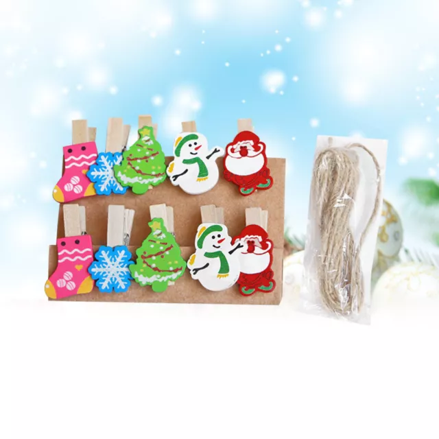 30 Pcs Xmas Mini Clothespin Christmas Embellishment Rope 2