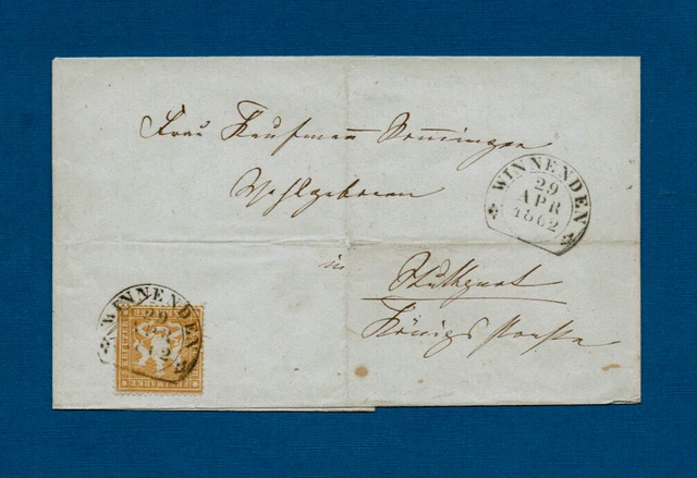 Württemberg, Ganzsache mit Mi. 17 ya, Stempel WINNENDEN 29 APR 1862