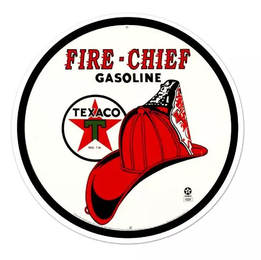 Texaco Fire Chief Gasoline Round Tin Sign 12" x 12" BRAND NEW