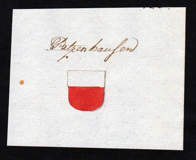 18. Siglo Patzenhausen Escritura a Mano Manuscrito Escudo Abrigo De Arms