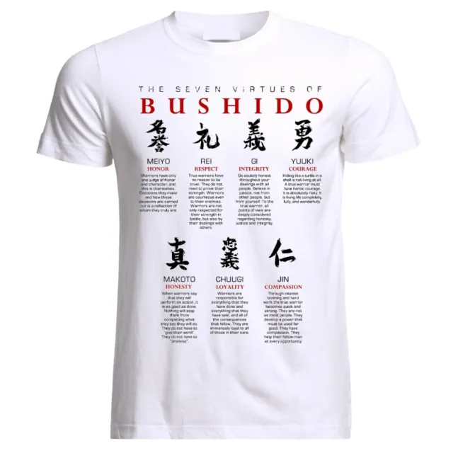 Bushido Code Virtues Samurai Mask Sword Japanese Ronin Katana T-Shirt