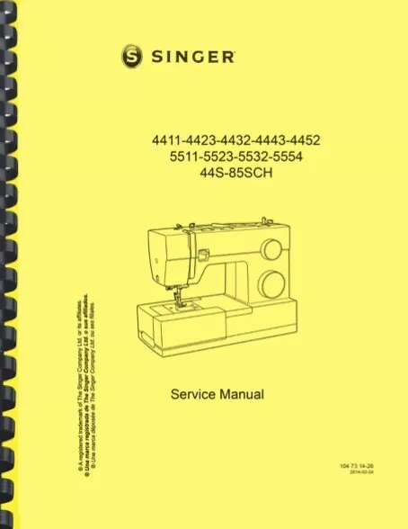 Manual De Servicio De Máquina Singer 4423 4432 4443 4452 5511 5523 5532 5554 44S 85Sch