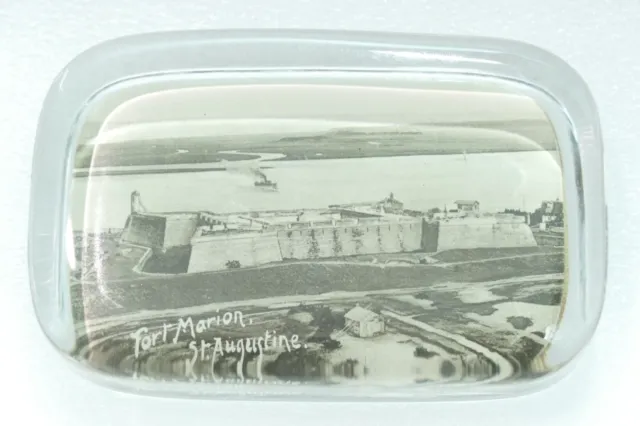 Vintage Glass Souvenir Paperweight of Fort Marion, Saint Augstine, FL