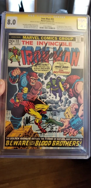 Iron Man #55 CGC 8.0 SS Stan Lee, J.Starlin,J.Sinnott 1973 1st app Thanos & Drax
