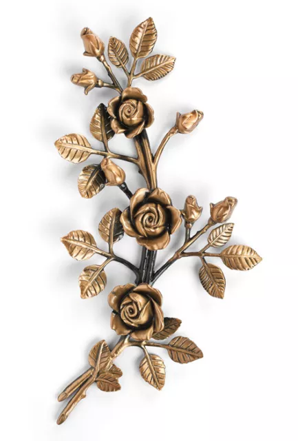 Tralcio di rose decorativo in bronzo per lapidi - Finitura bronzo lucido