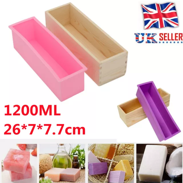 Wood Loaf Soap Moulds with Silicone Mold Cake Making Wooden Box For 1.2kg soap