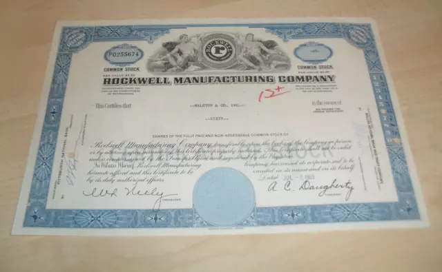 Rockwell Manufacturing Company 60 Shares Historische Aktie 1969 blau