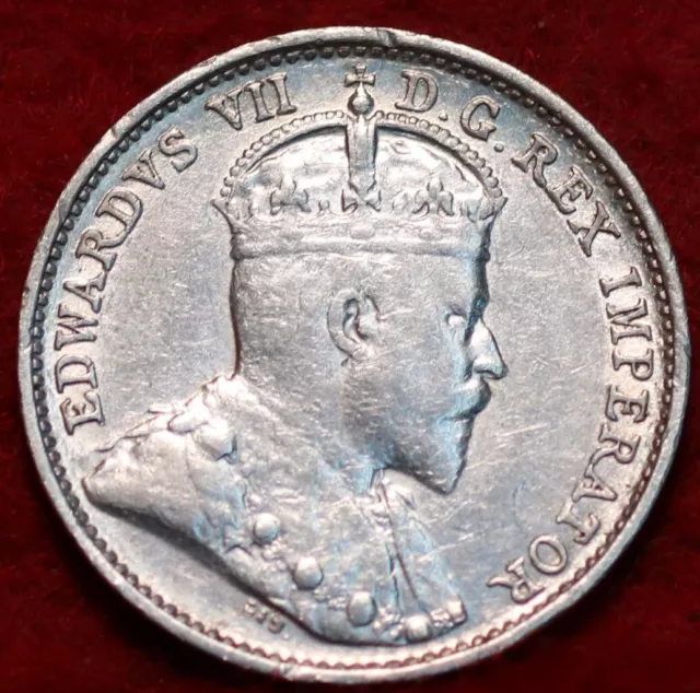 🇨🇦 Uncirculated 1909 King Edward VII 5 Cents Silver Coin Canada