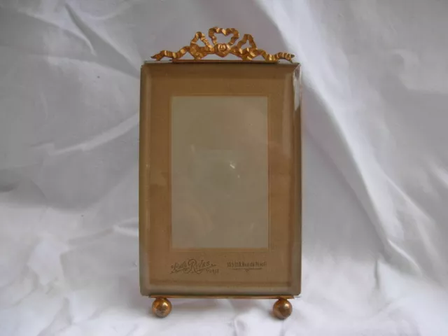 ANTIQUE FRENCH  BRASS BEVELED GLASS PHOTO FRAME,LOUIS XVI STYLE,LATE 19th.