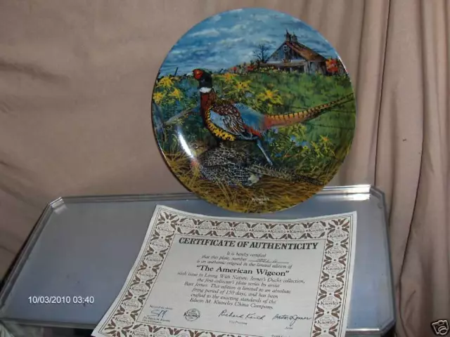 Knowles Collector Plate 1986 The Pheasant Upland Birds