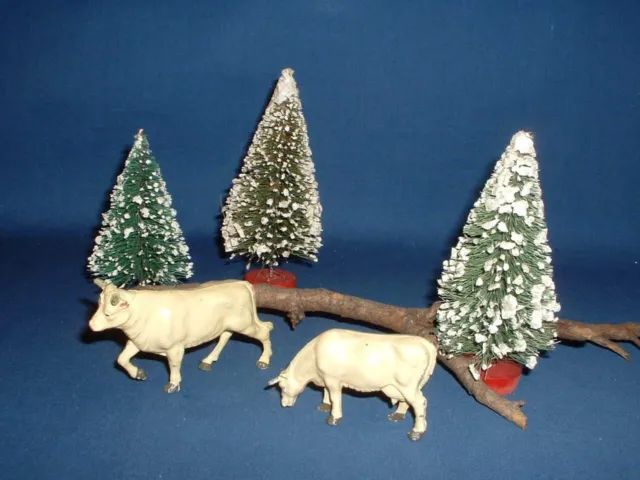 J. Hill & Co. Lead Toy Christmas Putz Train Layout Cow and Bull Set