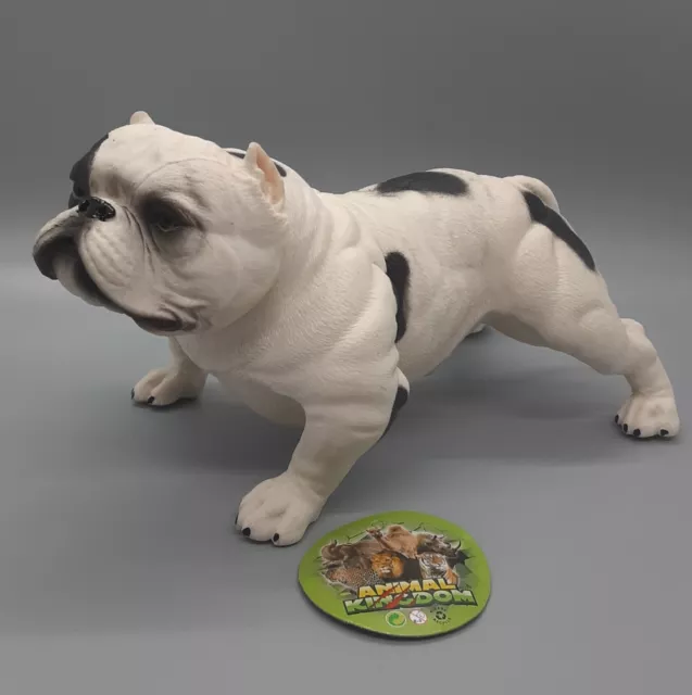 NAKIMO Realistic Dog Figurine American Bully Dog Figure Plastic Sculpture 7.9"