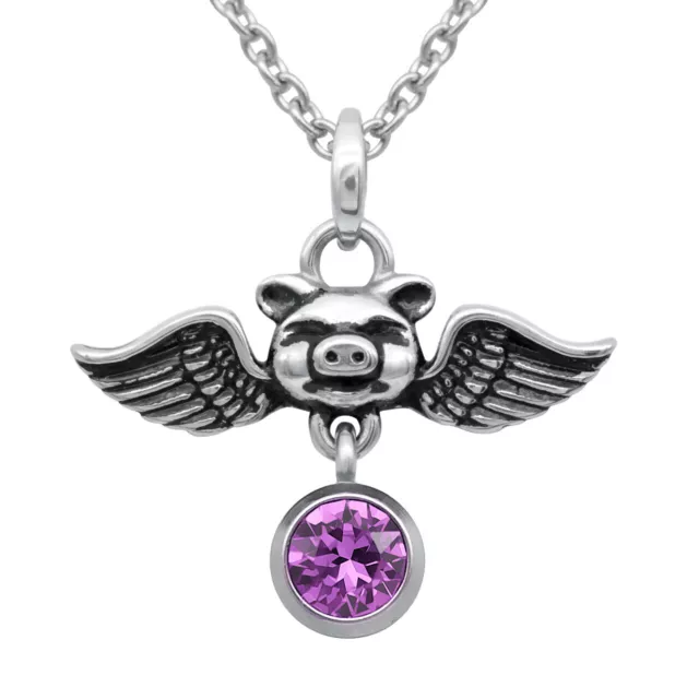 Birthstone Pig Necklace Pigs Can Fly With Crystal By Controse