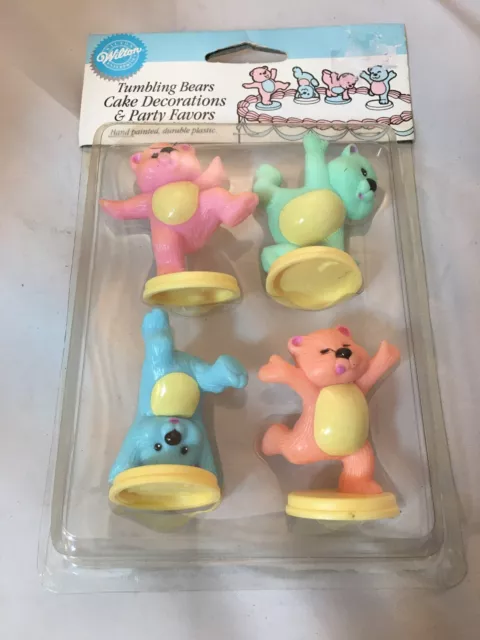 Wilton Cake Decorations 1994 Tumbling Bears Party Favors 4 Total