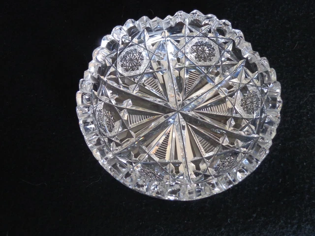 American Brilliant Cut Glass ABP Signed Hawkes Small Bowl / Coaster 2