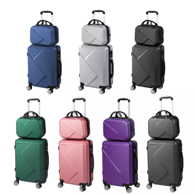 Slimbridge 2pcs 20"Travel Luggage Set 12"Hand Baggage Carry On Suitcase Bag Case
