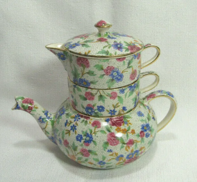 Royal Winton Grimwades England OLD COTTAGE CHINTZ Mini Stacking Teapot REDUCED!!