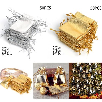 120 pièces Sac en organza Petits sacs en organza colorés exquis avec cordon pour la faveur de fête de douche de bébé danniversaire de mariage MHwan Sac en organza moyen 