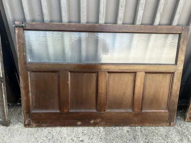 large vintage Mahogany office panel privacy glass c1900-10 -55.25 x 36 x 1 1/8”