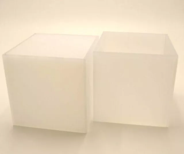 Perspex® Acrylic Plastic Cube Display Frosted Opal 5 Sided Box Tray Retail Shop