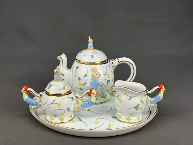 Vintage 6 Pc Royal Danube Porcelain Child's Peter Rabbit Hand-Painted Tea Set