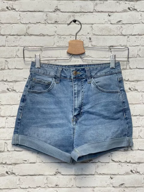 Forever 21 Shorts Women's Size 26 Medium Wash Blue Denim Cuffed Stretch