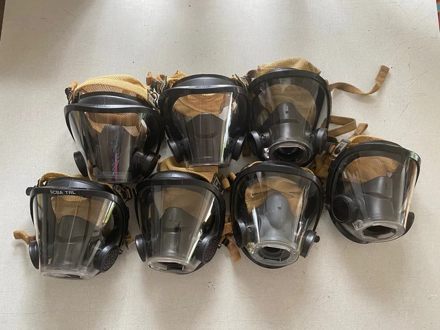 Scott Av-3000 Scba Mask Firefighter With Kevlar Net Size - Medium Lot Of 7