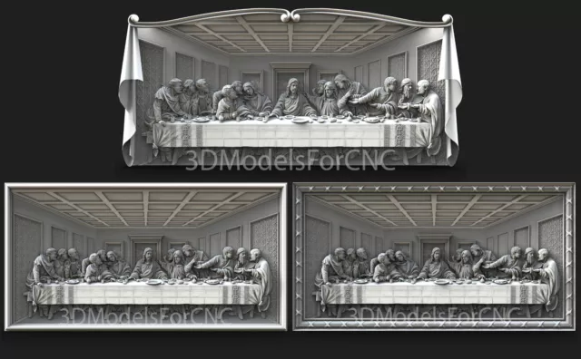 3D Model STL File for CNC Router Laser & 3D Printer The Last Supper 2 Pack