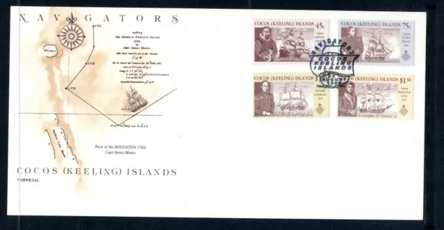 1990 Cocos Island Navigators (Gummed Stamps)  FDC