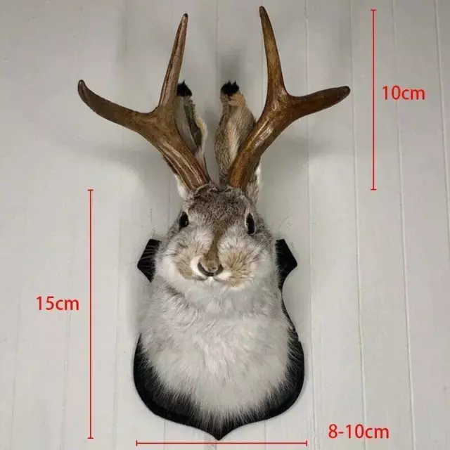 Jackalope Statue Wall Mount Antler Rabbit Head Hang Sculpture Animal Home Décor