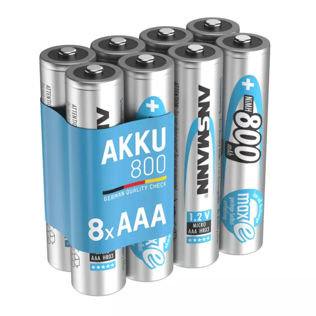 Pile ANSMANN AAA 800mAh micro NiMH 1,2V – 1000x rechargeable (lot de 8)