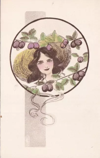 Beautiful Woman Art Nouveau Postcard 1910's