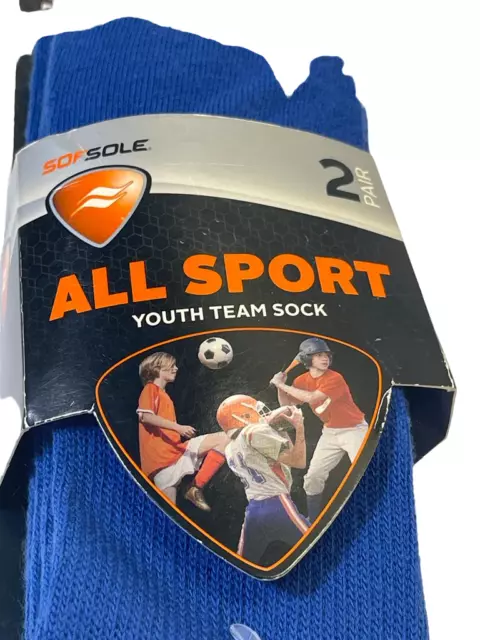 Sofsole Youth All Sport Team Performance Sock 2 Pair Blue, X-Small 5-9.5