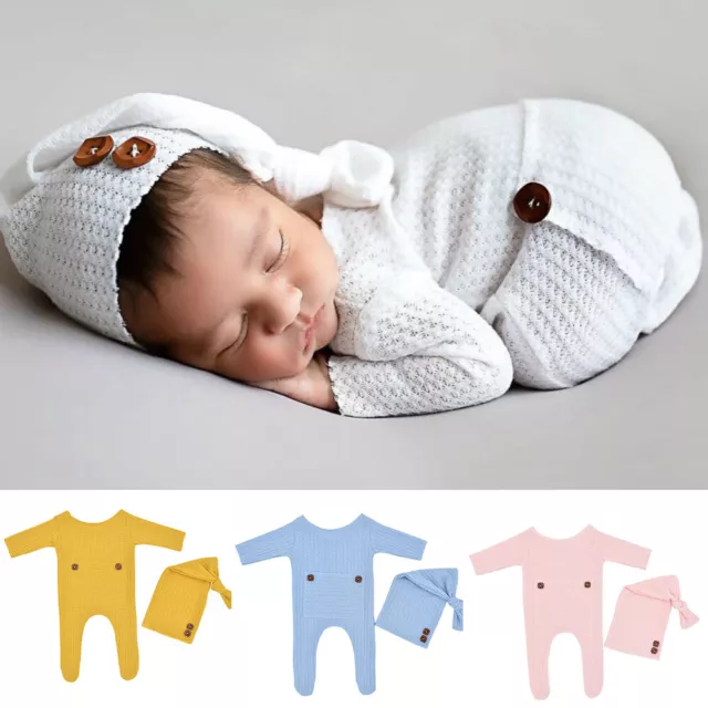 Outfit Knitted Shooting Baby Clothing Soft Photo Romper Hat Set Comfort Infants