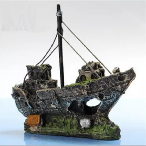 Pirate Ship Aquarium Decoration Nautical Boat Fish Tank Safe Ornament Resin S