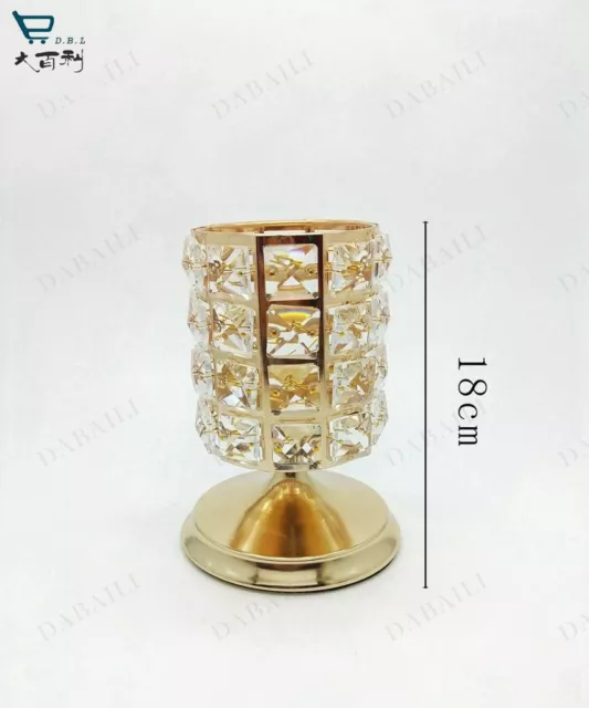 Candelero Candelabro Portavelas de Vidrio Cristal Metal Dorado 11116 Bal