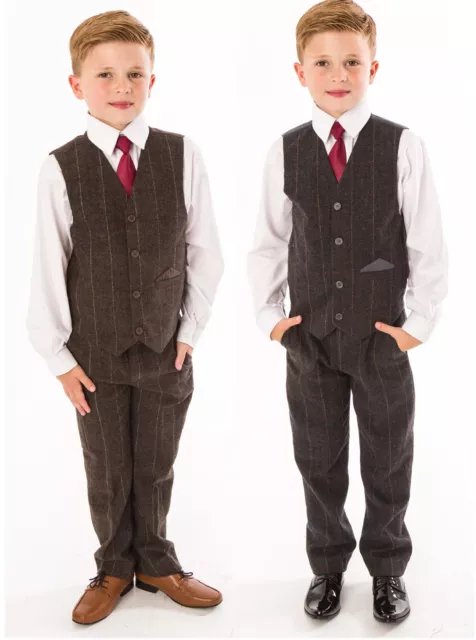Abiti Ragazzi Ragazzi Tuta da Matrimonio Tweed Cappotto Vita Pagina Bambino Bambino Festa Formale Nuovo
