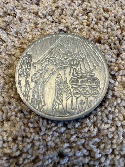 Ancient Egyptian Hieroglyphics Token Pewter Medal Coin Gods 2 3/4" Diameter VTG