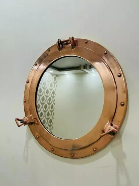 17in Nautical Copper Aluminum Porthole Bathroom Wall Décor Mirror Antique Finish